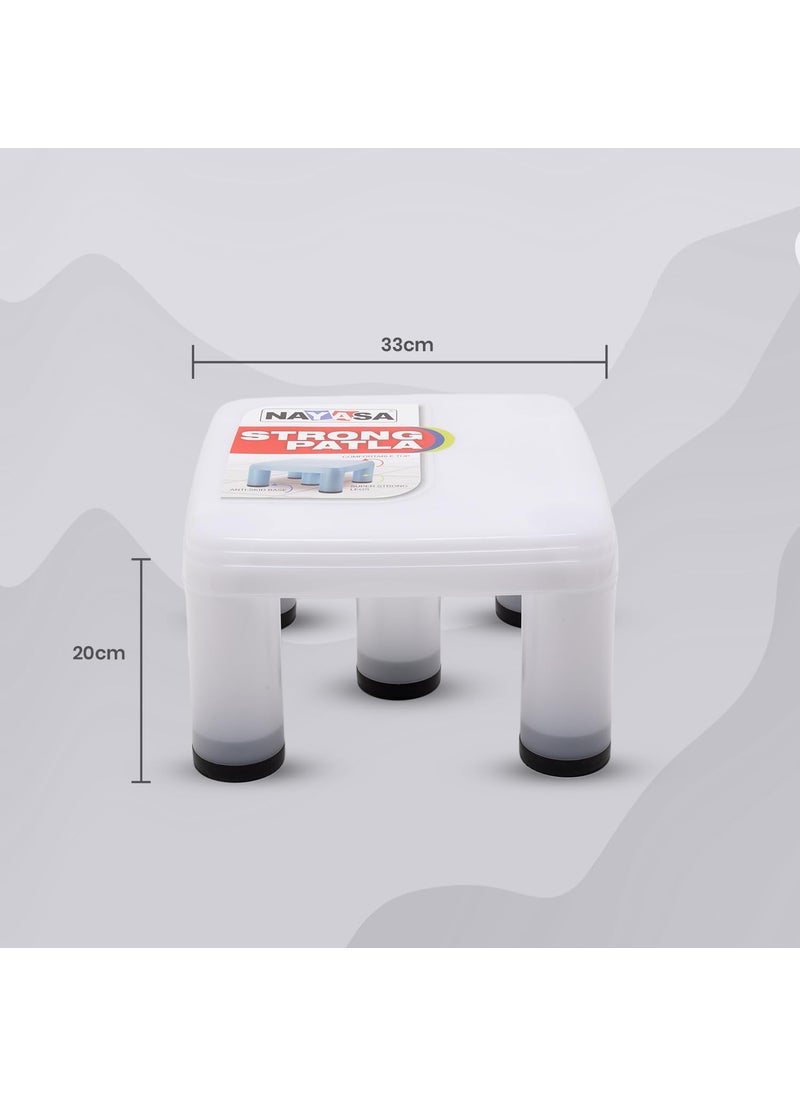 NAYASA Nayasa Strong Plastic Stool for Home | Anti Skid, Light Weight & Durable | Plastic Stool for Sitting | Sturdy & Portable Stool for Home | White (517)  - Image 3