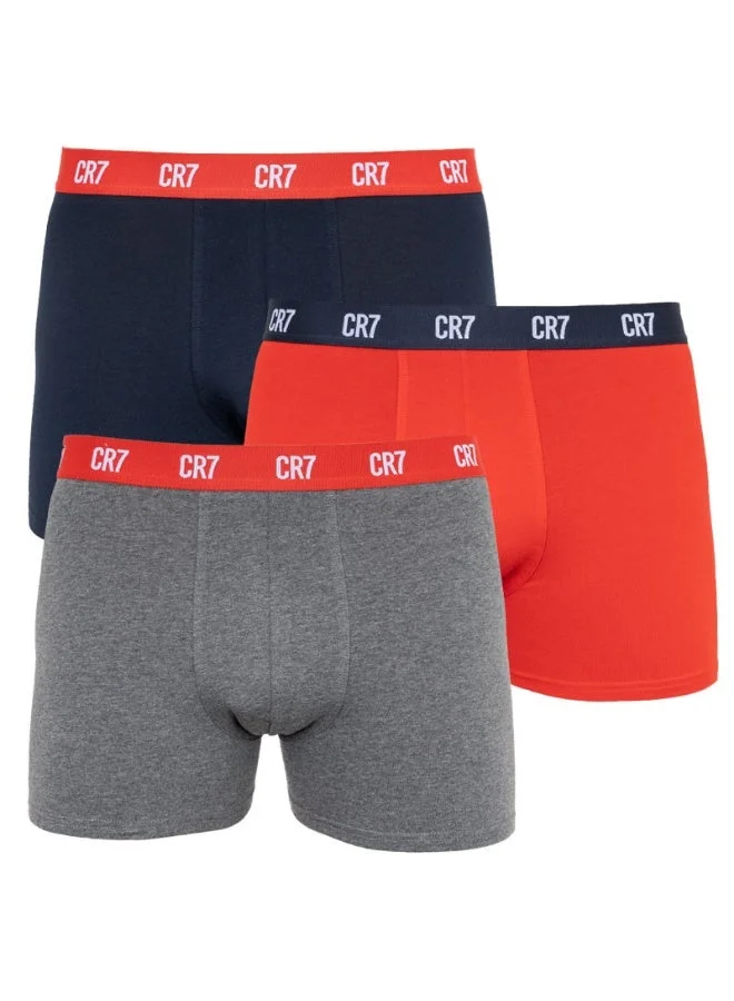 سي ار7 CR7 Men’s 3‑Pack Cotton Blend Trunk Underwear – Breathable, Comfortable Everyday Support