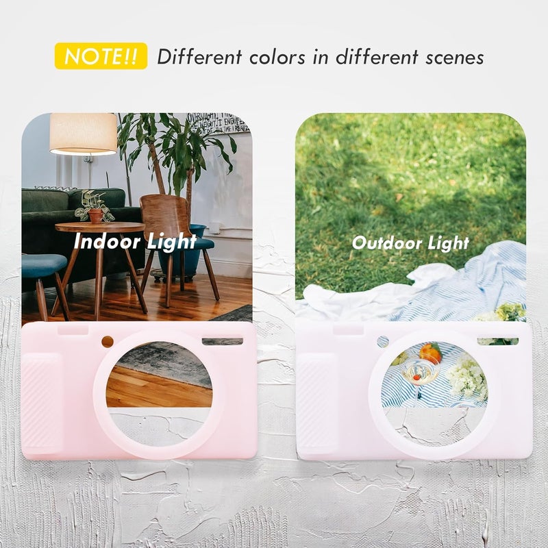 Rieibi ZV1F Camera Case Soft Silicone Protective Case for Sony ZV1FZV1M2ZV1 Mark II NOT for ZV1 Vlog Camera Lightweight ZV1F Cover  Pink White - Image 4