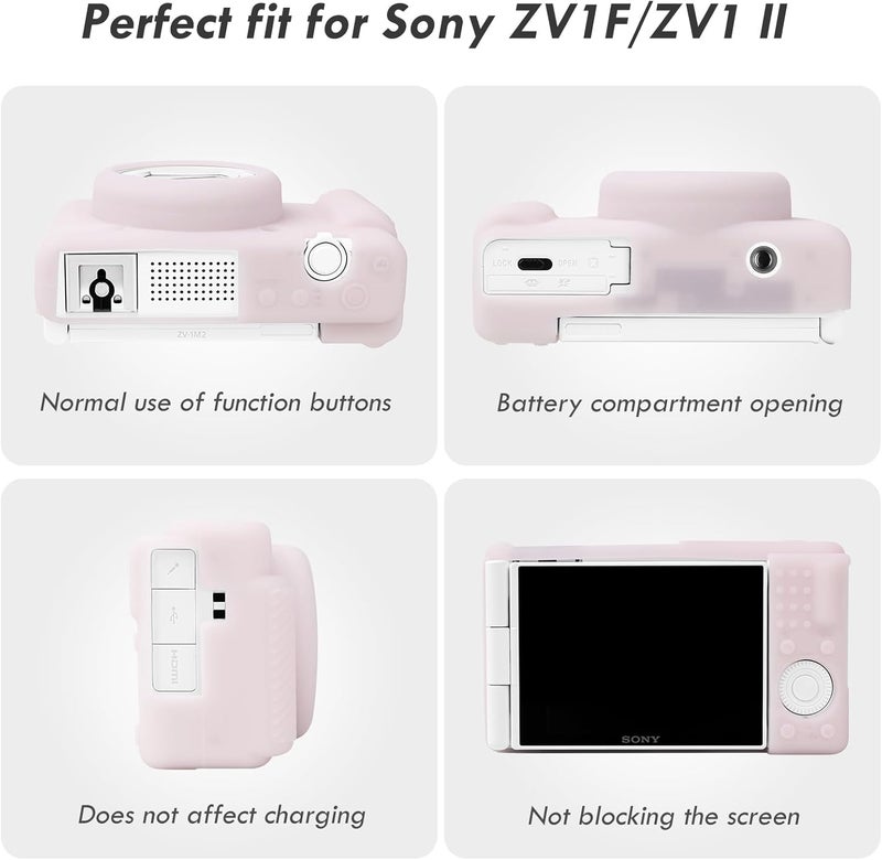 Rieibi ZV1F Camera Case Soft Silicone Protective Case for Sony ZV1FZV1M2ZV1 Mark II NOT for ZV1 Vlog Camera Lightweight ZV1F Cover  Pink White - Image 3