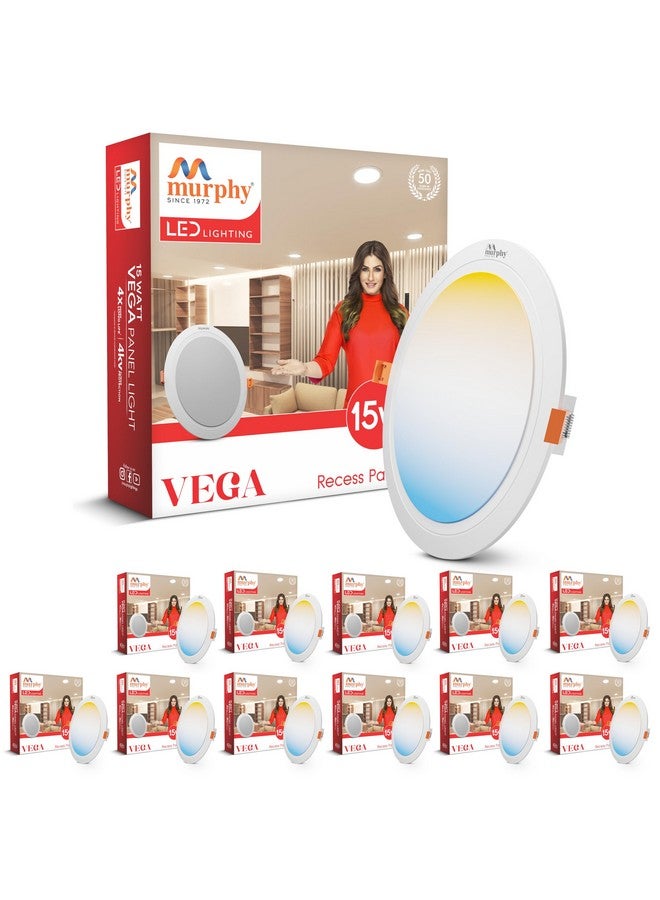 Murphy Polycarbonate 15W Vega 3-In-1 Round Led Panel Ceiling Color Changing Light (Cool White/Warm White/Natural White, Pack Of 12) - Image 1