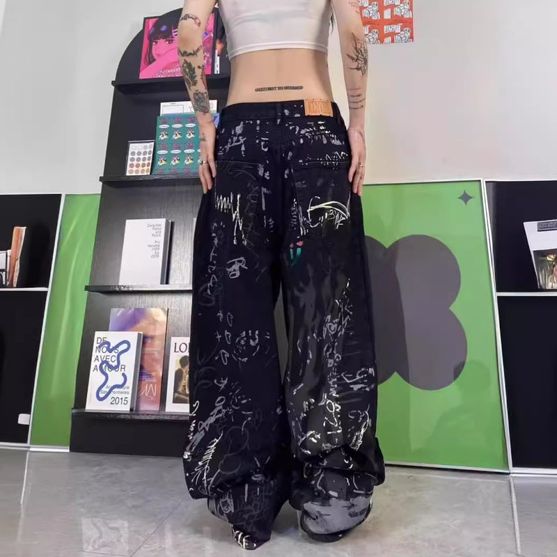 American Street Graffiti Jeans For Boys Summer High Street Handsome Niche Trendy Brand Design Hip-Hop Long Pants Trendy - Image 4