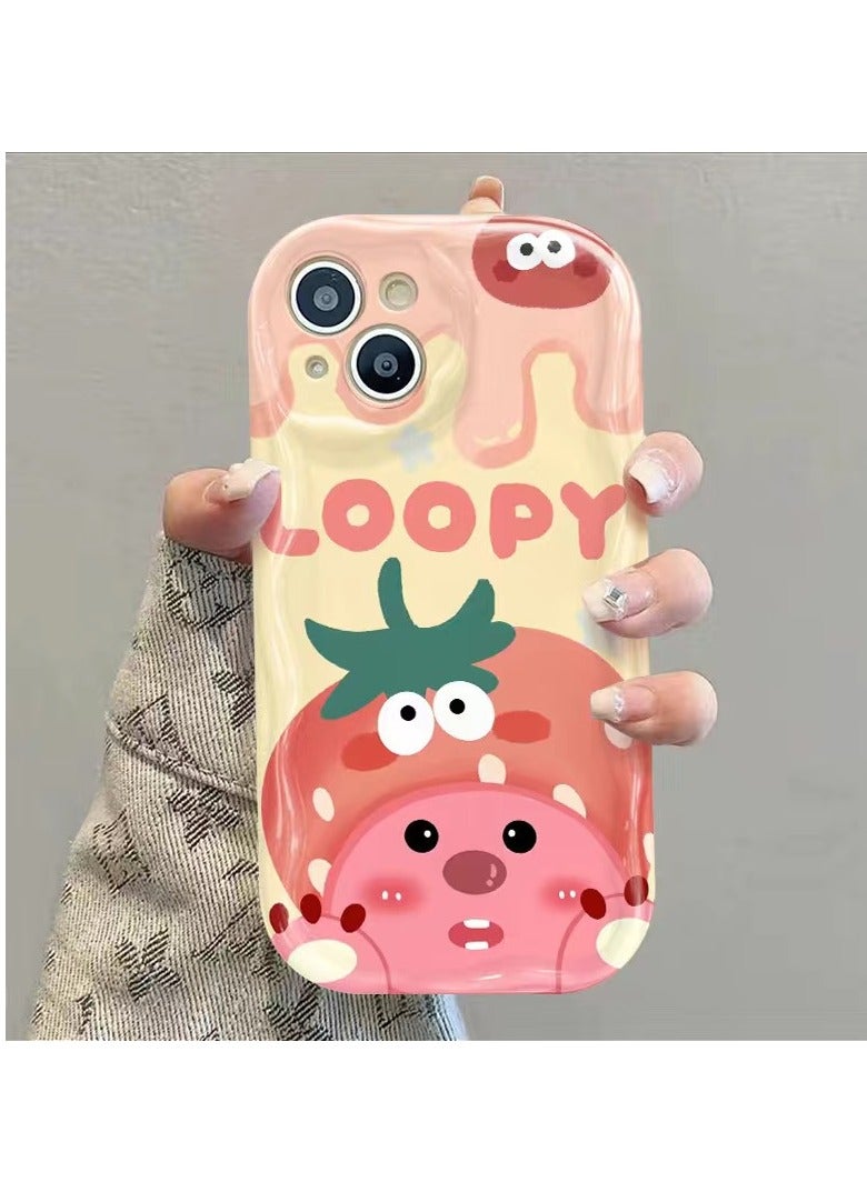 NIBEMINENT Strawberry Beaver Protective TPU Case Cover For iPhone 16 Plus, Cream White