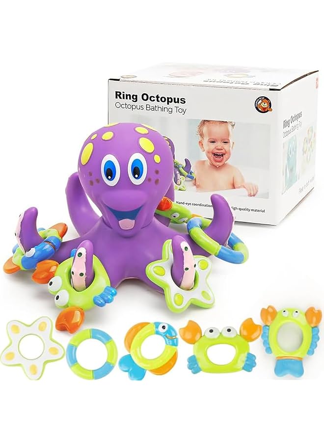 Excefore Baby Bath Toys Octopus Bathtub Toys For Toddlers 1 3 Years Old Floating Pool Games Water Toys For Swimming Ideal Birthday Gifts For Boys And Girls - Image 1