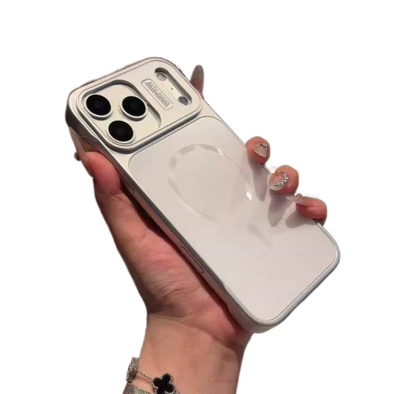 غطاء MagSafe بPC لـ iPhone 16 / 16 Plus / 16 Pro / 16 Pro Max مع حماية من السقوط ومغناطيس قوي مع مقاوم للصدمات مع تصميم بدون إطار مع ملمس غير لامع باللون Silver مغناطيسي - ModaStar - Image 1