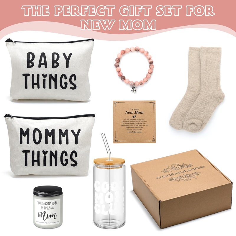 Maxdot 8 Piece New Mom Care Package Box After Birth New Mom Gifts for Pregnancy Postpartum Women Baby Shower Gifts Basket for Expecting Parents to Be First Time Mothers Day Birthday Party Favor - Image 3
