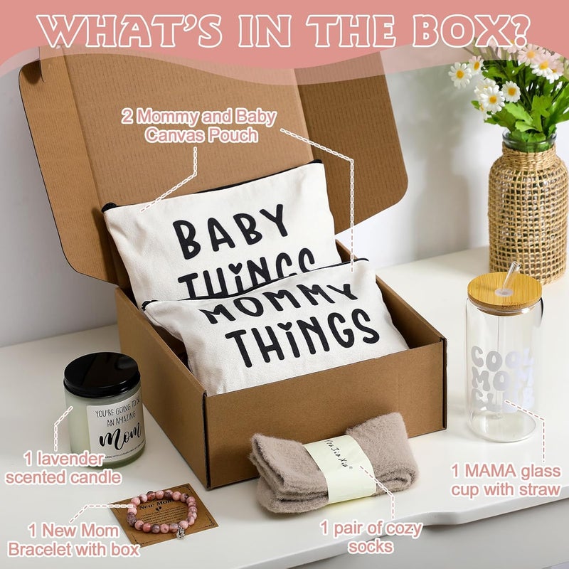 Maxdot 8 Piece New Mom Care Package Box After Birth New Mom Gifts for Pregnancy Postpartum Women Baby Shower Gifts Basket for Expecting Parents to Be First Time Mothers Day Birthday Party Favor - Image 5