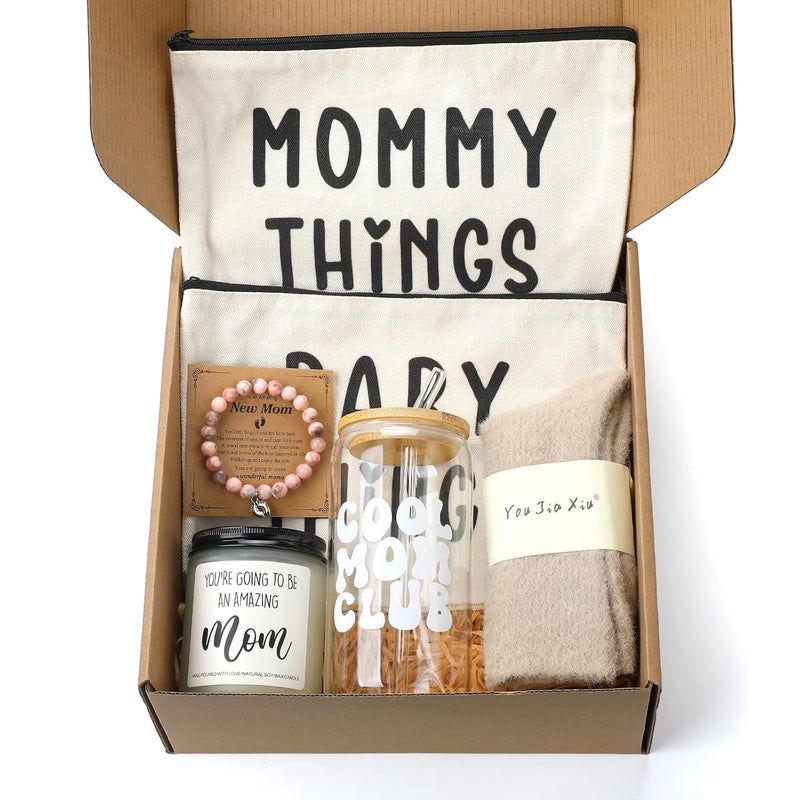 Maxdot 8 Piece New Mom Care Package Box After Birth New Mom Gifts for Pregnancy Postpartum Women Baby Shower Gifts Basket for Expecting Parents to Be First Time Mothers Day Birthday Party Favor - Image 1