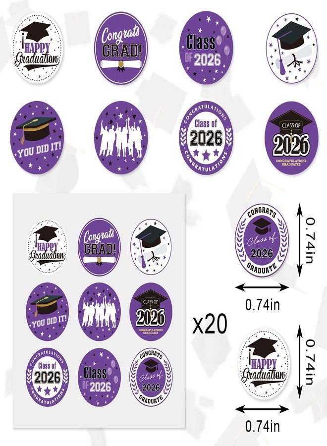 Habbiful 180 PCS Graduation Stickers Class of 2026 Candy Drops Labels Stickers for Chocolate Kisses Candy Sticker for 2026 Graduation Party Favors,Purple - Image 3