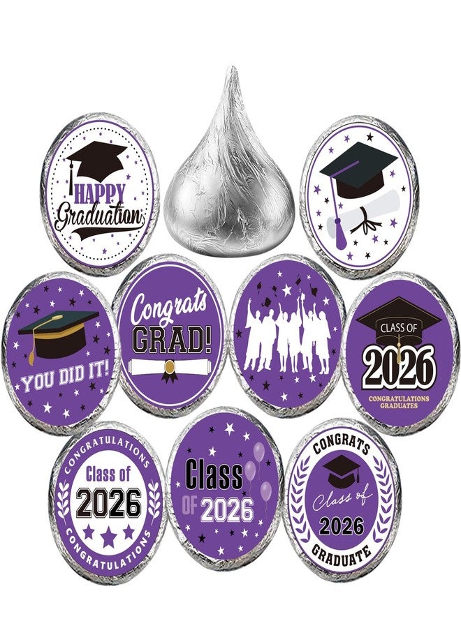 Habbiful 180 PCS Graduation Stickers Class of 2026 Candy Drops Labels Stickers for Chocolate Kisses Candy Sticker for 2026 Graduation Party Favors,Purple - Image 2