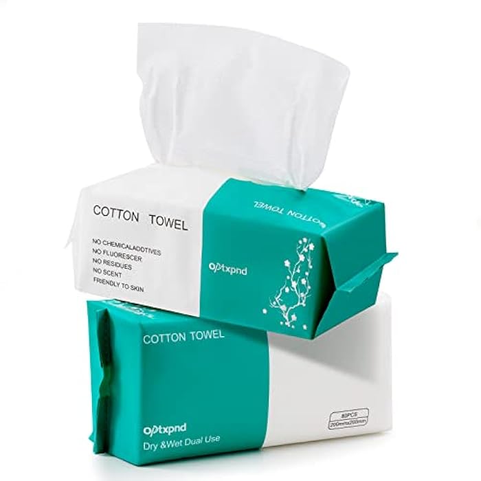 optxpnd Disposable Face Cloths for Washing Disposable Towels Facial Towelettes Facial Cleansing Cloths (2 Pack) - Image 1