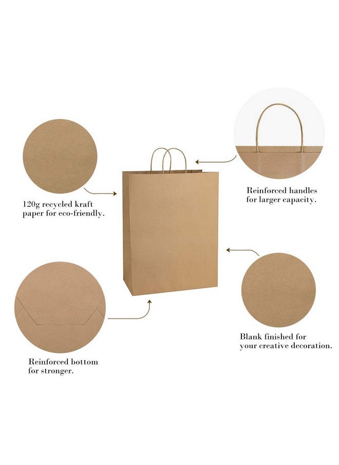 BagDream - Paper Bags 13X7X17 50Pcs Gift Bags Party Bags Shopping Bags Retail Bags Merchandise Bags Recycled Brown Kraft Paper Bags With Handles Bulk - Image 1