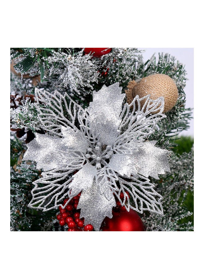 NIBEMINENT 6-Piece Ornaments Simulation Flower Silver 10cm - Image 2
