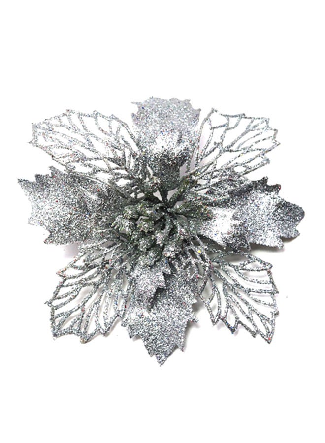 NIBEMINENT 6-Piece Ornaments Simulation Flower Silver 10cm - Image 1