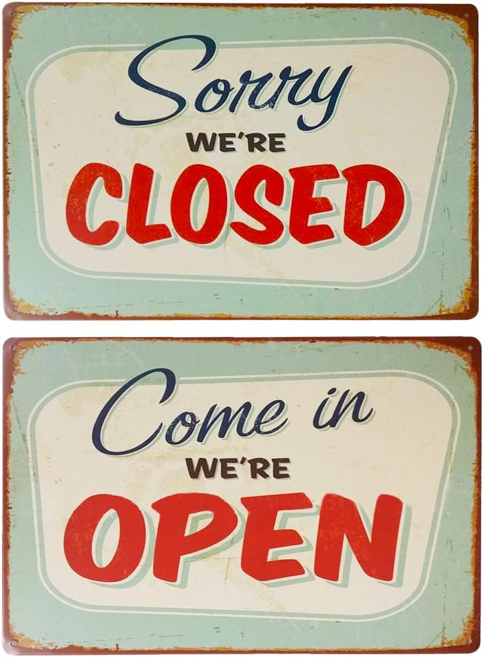 LZYMSZ Come in Were OPEN Sorry We Are Closed Metal Retro Tin Sign Vintage Plaque Wall Decor for Coffee Bar Pub Restaurant Store - Image 1