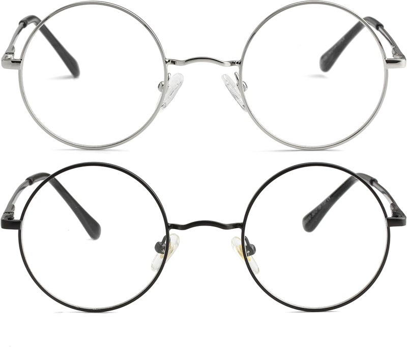 Small Round Clear Lens Glasses Non Prescription Circle Metal Frame Eyewear - Image 1