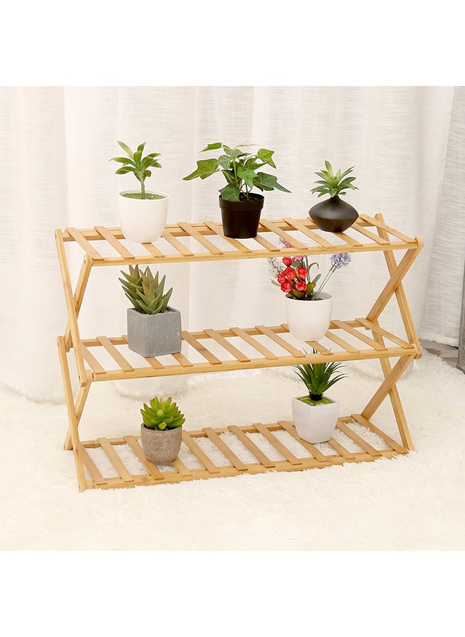Home Pro Foldable 3-Tier Bamboo Shoe Rack Multipurpose,Shoe Shelf Holder Free Standing Shoe Rack