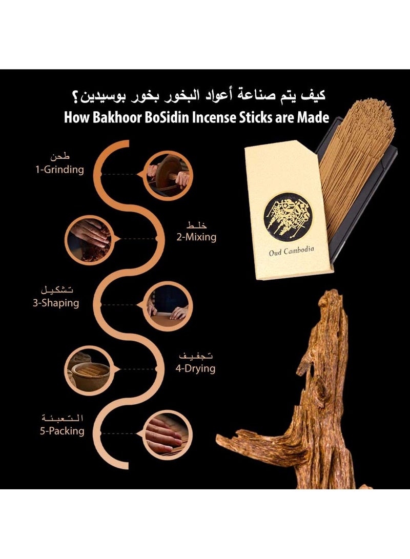 بخور بوسيدين أعواد بخور كمبودية سوبر عود ماكس كمية 10.5 سم طول صندوق هدايا بخور عود عود لتعطير المنزل  - Image 3