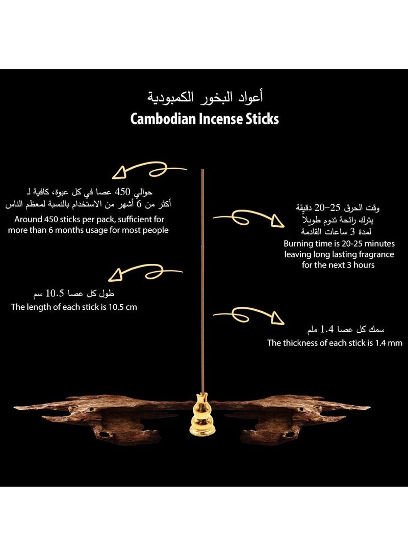 بخور بوسيدين أعواد بخور كمبودية سوبر عود ماكس كمية 10.5 سم طول صندوق هدايا بخور عود عود لتعطير المنزل  - Image 4