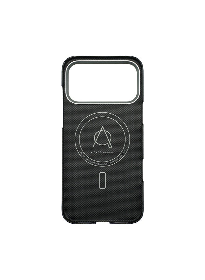 A-Case It’s My Case Desen Series Premium Aramid Fiber Protective Case for iPhone 17 Pro – Ultra Slim Lightweight Military-Grade Durable Case – MagSafe Compatible – 3D Grip Non-Slip Design – Black - Image 3