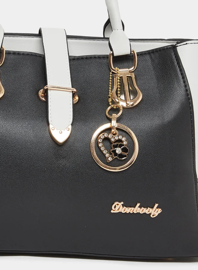 Take Two Take Two Black Color Block Handbag with Drop Charm