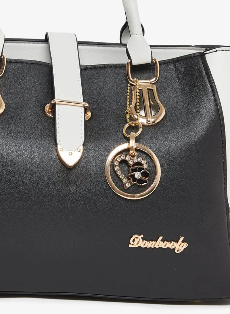 Take Two Take Two Black Color Block Handbag with Drop Charm