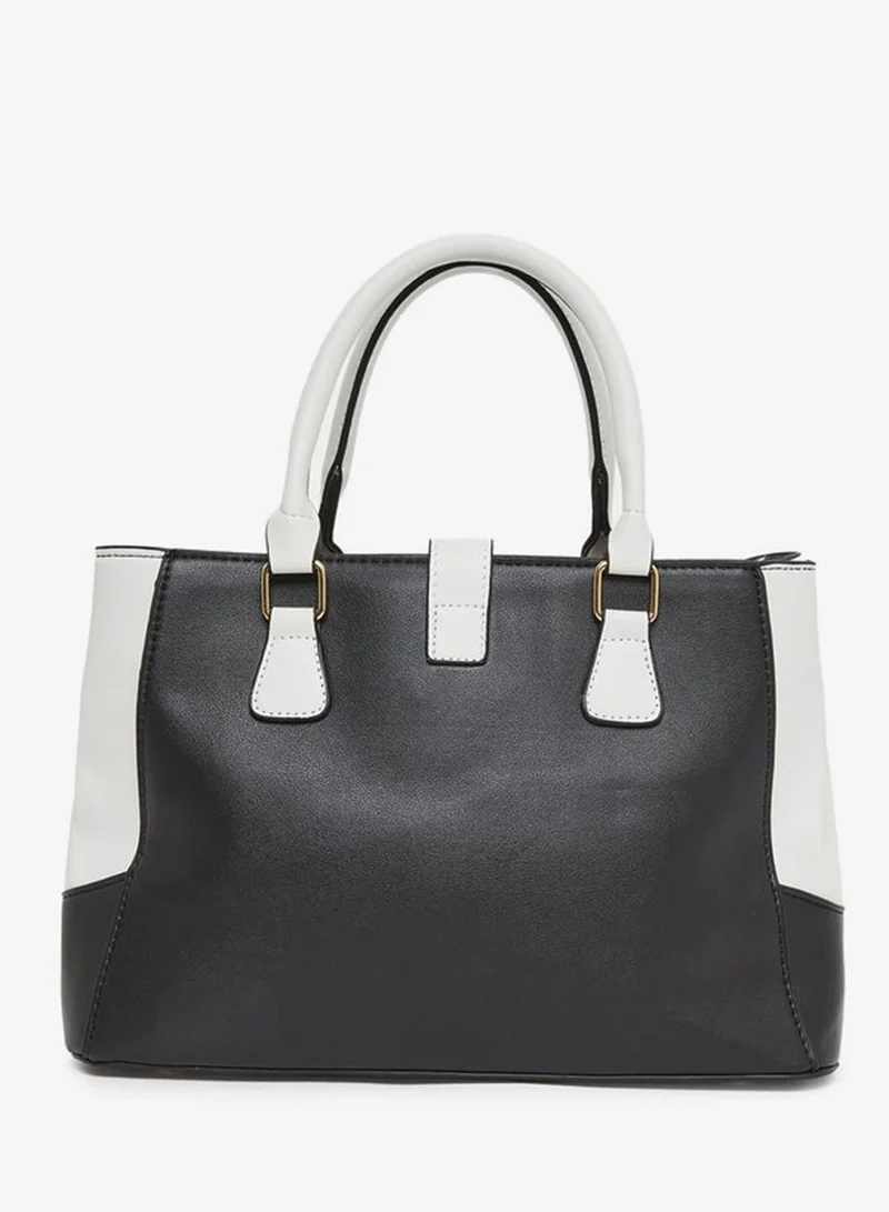 Take Two  Black Color Block Handbag with Drop Charm for Women | Best Price UAE