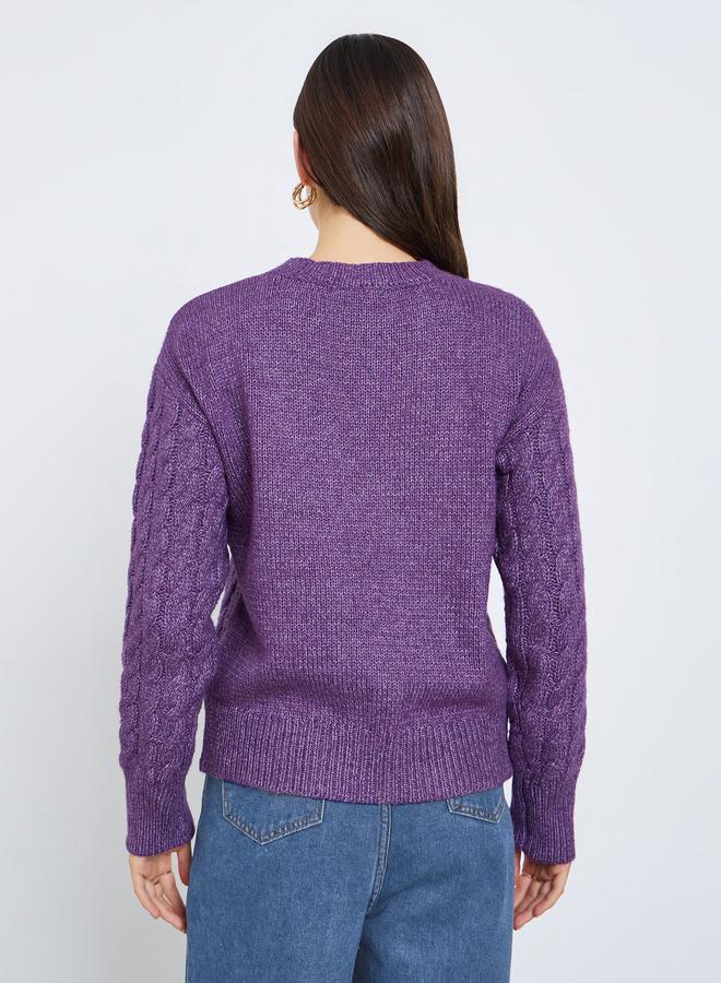 Styli Purple Cable Knit Sweater - Image 4