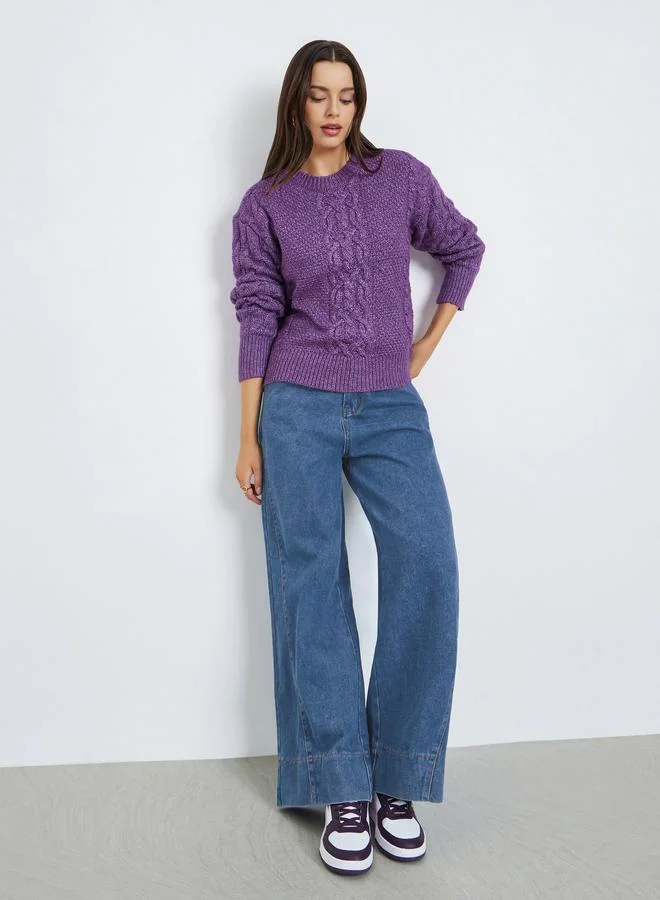 Styli Purple Cable Knit Sweater