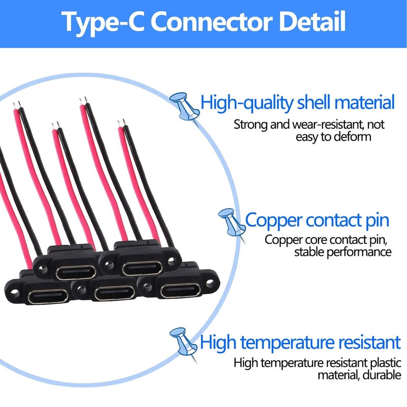 شوتاو 10 قطع موصل Type-C ثنائي السن SMD SMT مقبس أنثى USB C منفذ شحن بفتحة لولبية واجهة شحن كابل تمديد طاقة USB-C قابس إلى سنين للأعمال اليدوية - Image 3