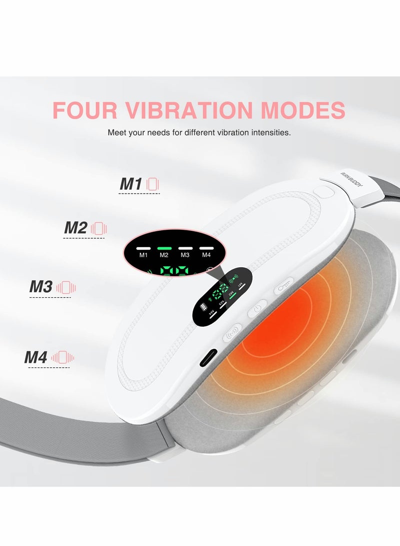 Cordless Electric Heating Pad with 3 Heat Settings & 4 Massage Modes - Portable Waist Belt for Back & Belly Relief (White) - Image 3