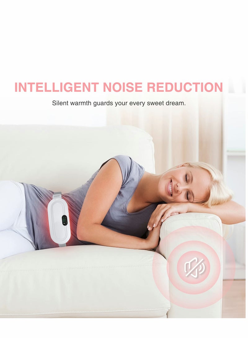 Cordless Electric Heating Pad with 3 Heat Settings & 4 Massage Modes - Portable Waist Belt for Back & Belly Relief (White) - Image 4