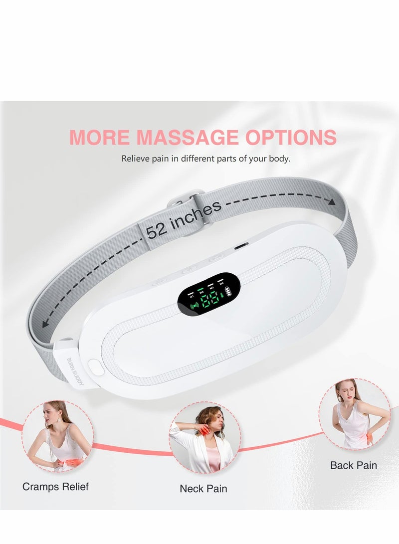 Cordless Electric Heating Pad with 3 Heat Settings & 4 Massage Modes - Portable Waist Belt for Back & Belly Relief (White) - Image 5