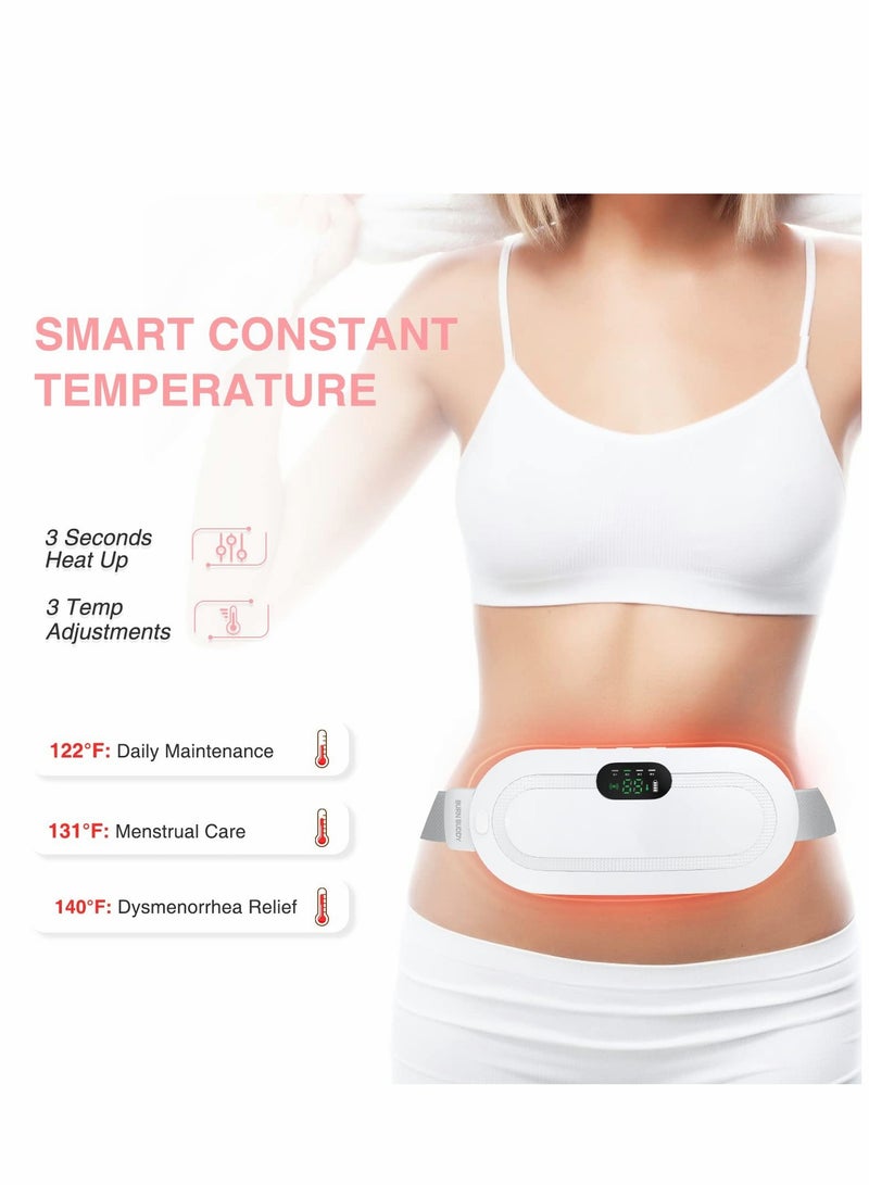 Cordless Electric Heating Pad with 3 Heat Settings & 4 Massage Modes - Portable Waist Belt for Back & Belly Relief (White) - Image 2