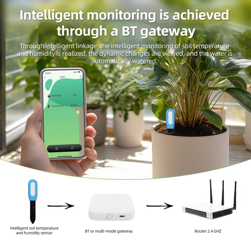 Smart Soil Meter: 2-in-1 Stainless Steel Probe - Voice Assistant Control & Auto Watering, Bluetooth Plant Sensor for Indoor Outdoor Potted Plants, Gardeners and Plant Lovers - Image 3