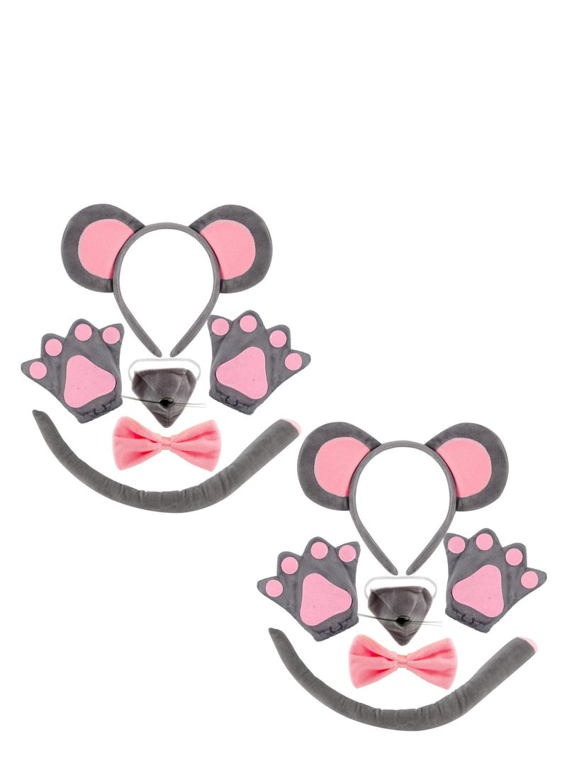 Excefore 12 Pcs Mouse Costume Set, Mouse Ears Headband Nose Tail Gloves Bow Tie Costume Accessories, Suitable for Cosplay Costume Party Decoration - Image 1