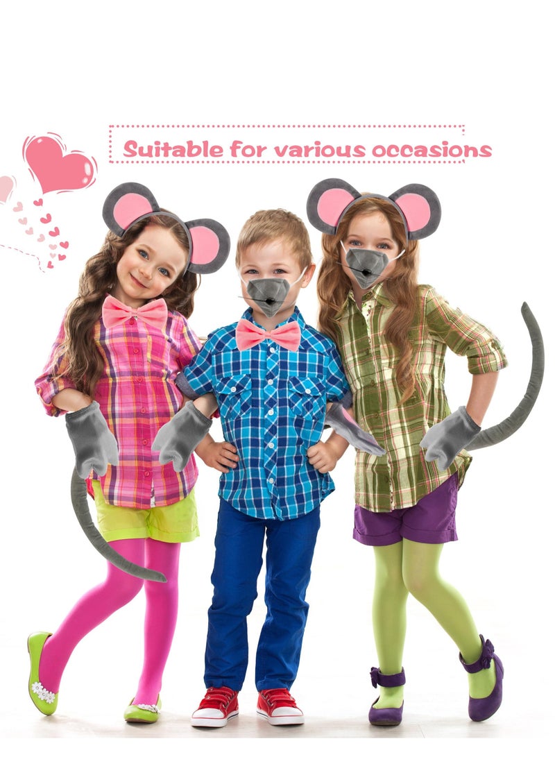 Excefore 12 Pcs Mouse Costume Set, Mouse Ears Headband Nose Tail Gloves Bow Tie Costume Accessories, Suitable for Cosplay Costume Party Decoration - Image 4