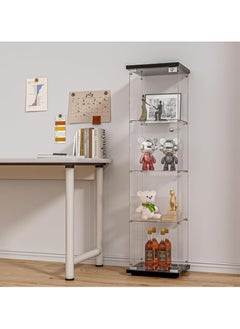 SS FANYUSHOW Glass Display Cabinet, Glass Antique Cabinet, Bookshelf, Display Cabinet, Applicable to Living Room, Study, Bedroom, 64.7" H x 16.7''L x 14''W (Black)  - Image 1