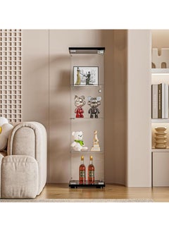 SS FANYUSHOW Glass Display Cabinet, Glass Antique Cabinet, Bookshelf, Display Cabinet, Applicable to Living Room, Study, Bedroom, 64.7" H x 16.7''L x 14''W (Black)  - Image 3