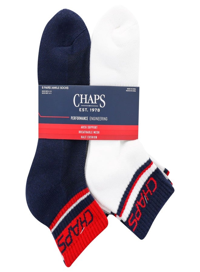 شابس جوارب رياضية مبطنة للكاحل من تشابس للرجال، بألوان متداخلة، عبوة من 6 أزواج، ألوان متنوعة، مقاسات الأحذية الرجالية: 6-12 - Image 3