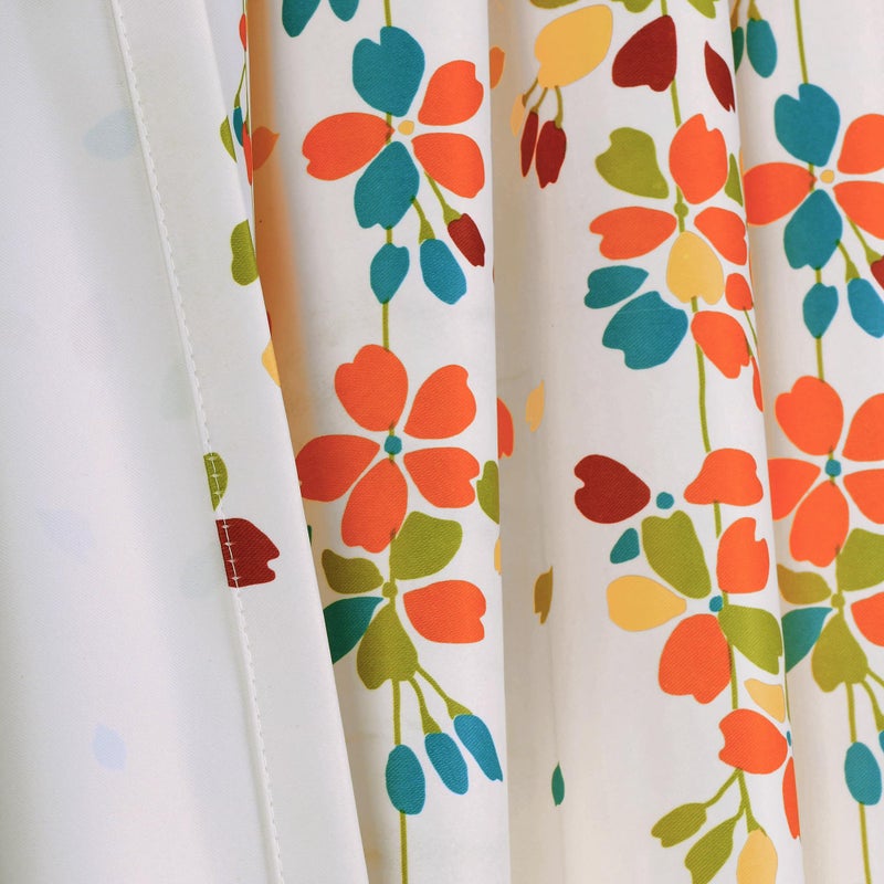 Lush Decor Weeping Flower Light Filtering Window Curtain Panels, Pair, 52"W x 95"L + 2" Header, Turquoise & Tangerine - Charming Modern Floral Curtains for Living Room, Dining Room, & Bedroom - Image 5