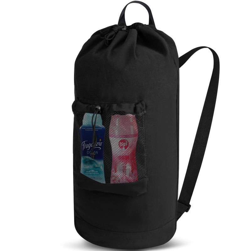 NAHADS Canvas backpack laundry bag, laundry backpack with shoulder straps and mesh pockets, durable laundry basket bag with drawstring closure, suitable for college, laundromats, and apartments. - Image 1