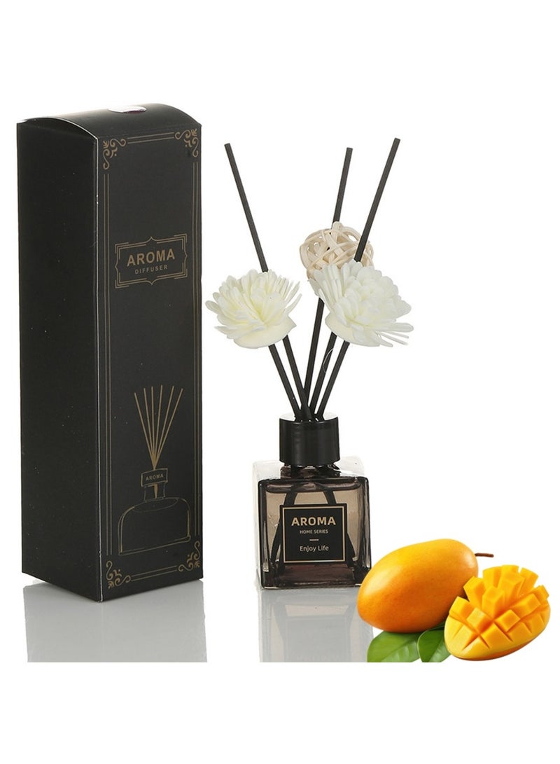 SänHahn 50ml Reed Diffuser Set : Mango Blended Fragrance Diffuser Air Fresheners, Long-Lasting Aromatherapy Diffusers Essential Oil, for Home Bedroom Bathroom Office Decor(10% Conc) - Image 1
