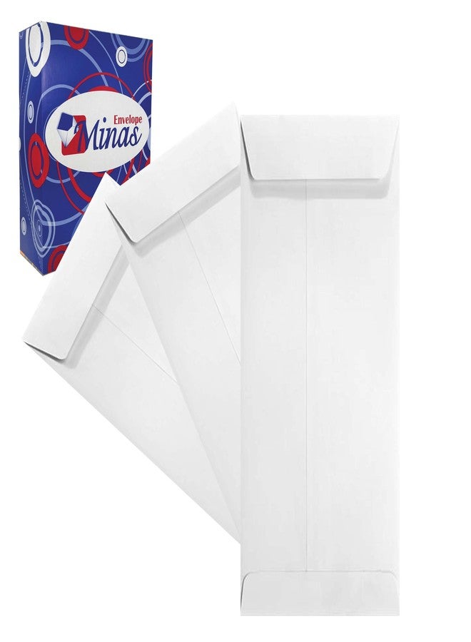 Minas Envelope 500 Minas Envelope #10 Policy (Open End) Envelope, 4 1/8 x 9 1/2, Premium 24lb. White, Gum Flap, 500/Box - Image 1