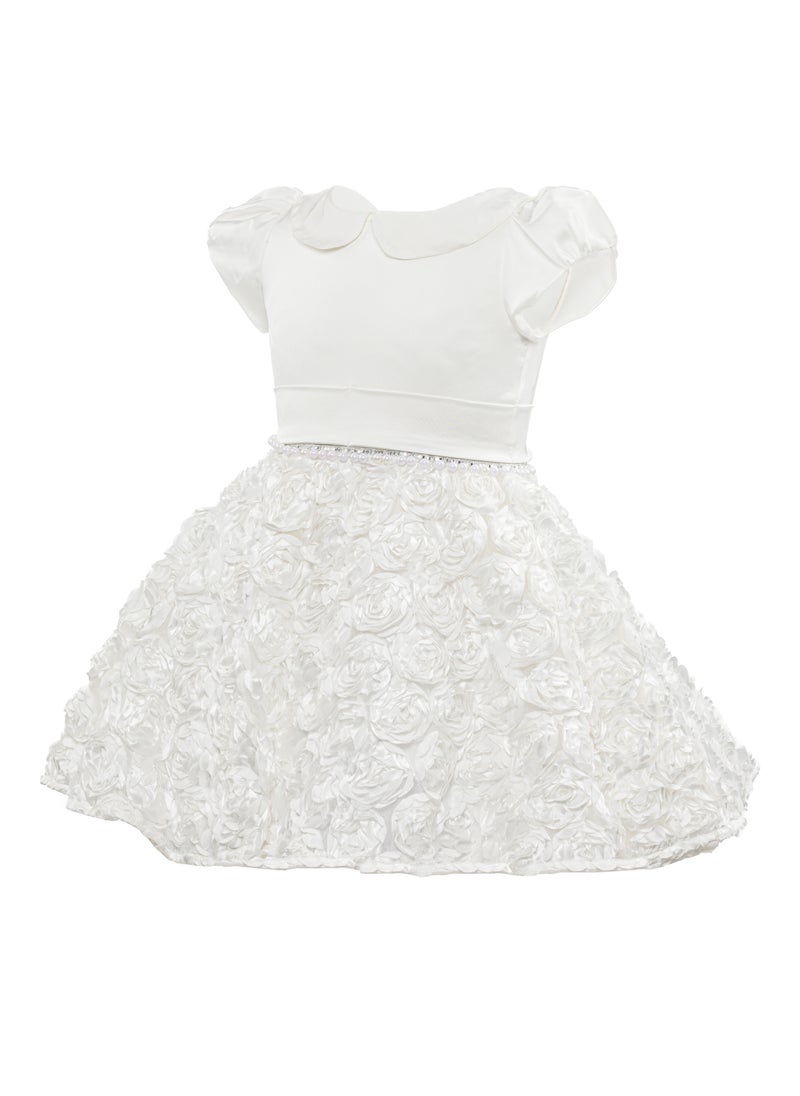 Queen Flower skirt dress white Girls Party Dress, Princess Dress Party Wear Wedding Evening Formal Pageant Dance Gown for Birthday Kid Girls Elegant  - Image 1
