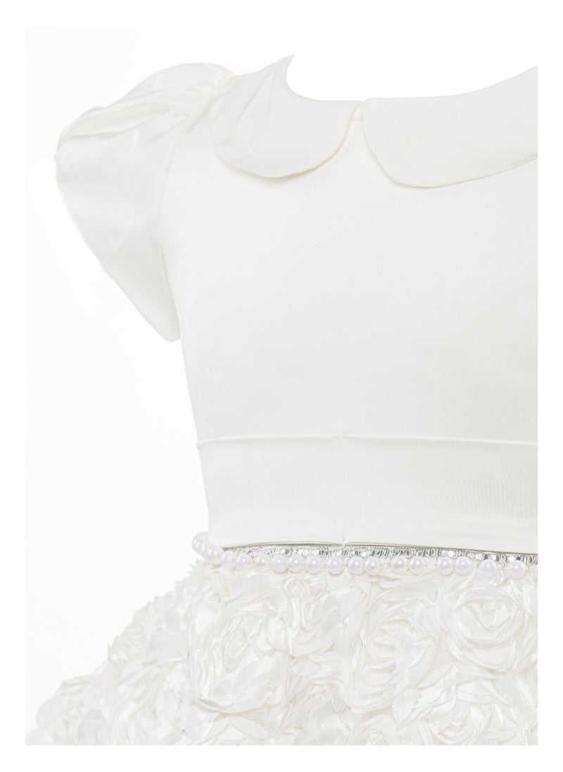 Queen Flower skirt dress white Girls Party Dress, Princess Dress Party Wear Wedding Evening Formal Pageant Dance Gown for Birthday Kid Girls Elegant  - Image 3