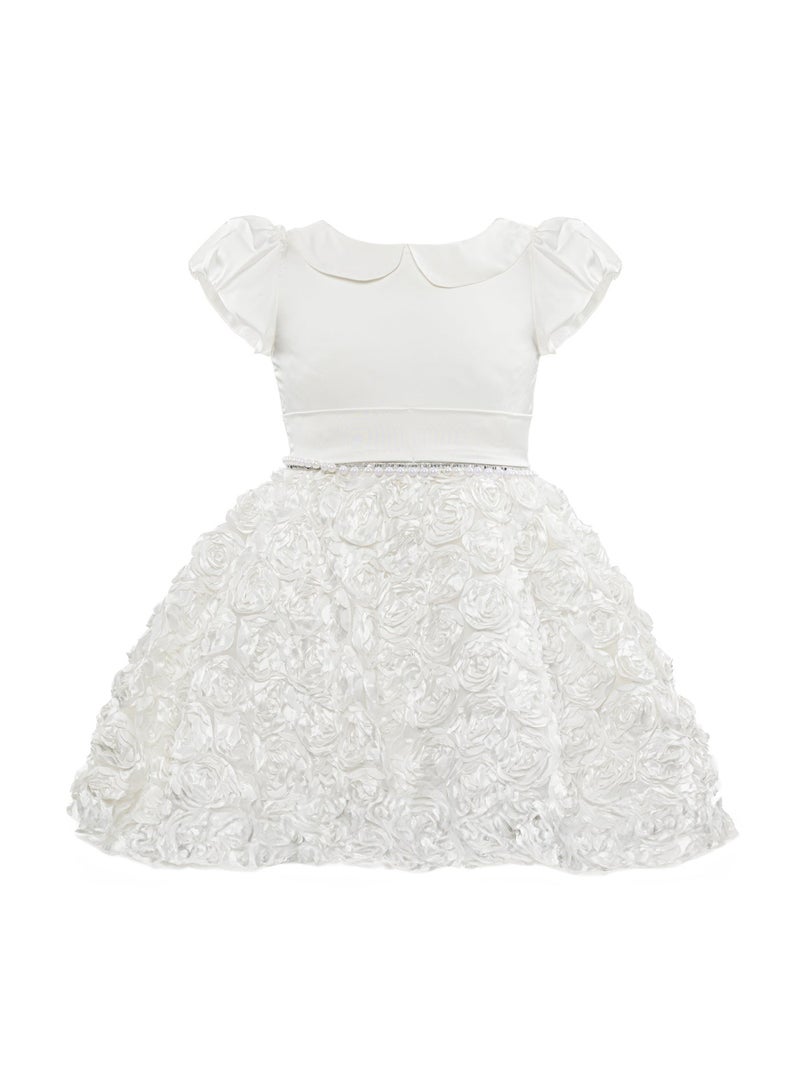 Queen Flower skirt dress white Girls Party Dress, Princess Dress Party Wear Wedding Evening Formal Pageant Dance Gown for Birthday Kid Girls Elegant - Image 4