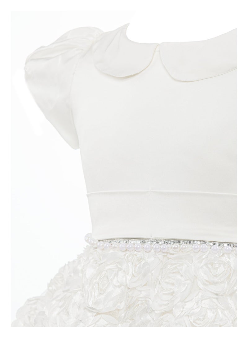 Queen Flower skirt dress white Girls Party Dress, Princess Dress Party Wear Wedding Evening Formal Pageant Dance Gown for Birthday Kid Girls Elegant - Image 5