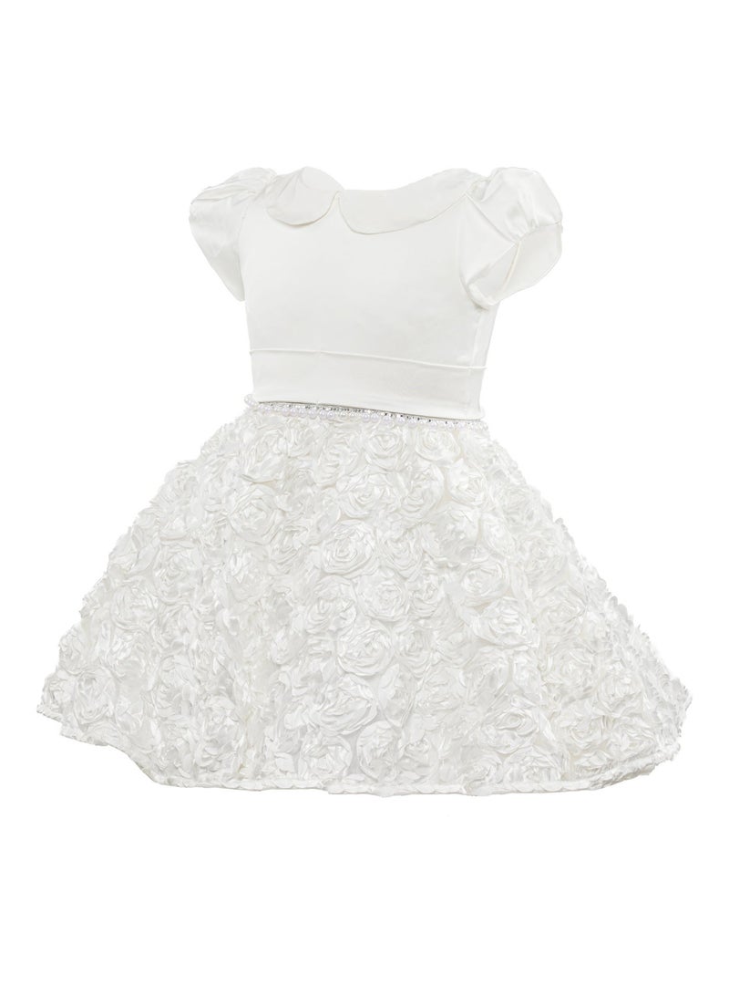 Queen Flower skirt dress white Girls Party Dress, Princess Dress Party Wear Wedding Evening Formal Pageant Dance Gown for Birthday Kid Girls Elegant - Image 3