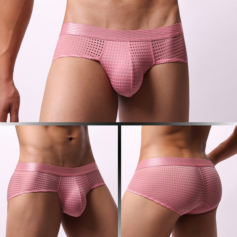 Japanese And Korean Style Breathable Men'S Large Mesh Low-Rise Wide Waistband Briefs E-109 - Image 3